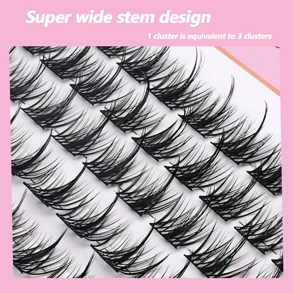 Lazy False Eyelash Trilogy 10 Rows Natural Manga Black Hard Stem Single Cluster Eyelash Self Adhesive False Eyelash Beginner