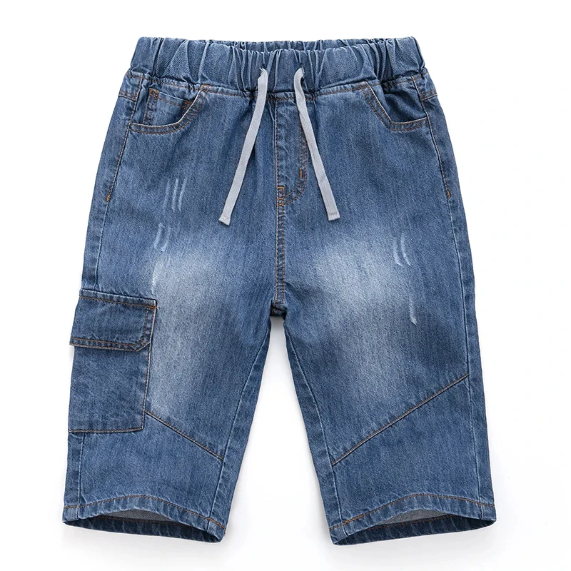 Children Jeans Shorts Summer Fashion Lattice Design Kids Leisure Denim Short Pants For Teenager Boys 2-14 Year Child Wear