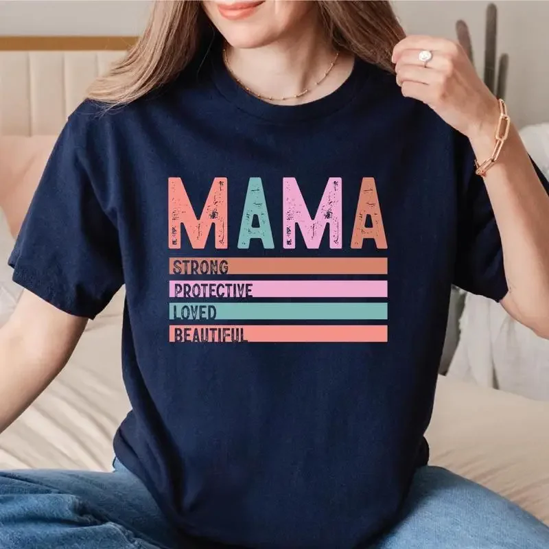 

Mama Strong Protective Loved Beautiful T Shirt Cute Mom Aesthetic For Motherhood Mother'S Day