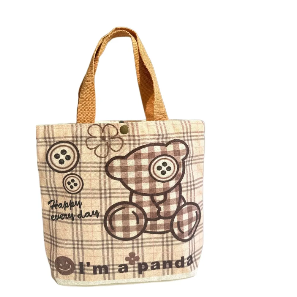 

Cute Casual Canvas Tote Bag Large Capacity Cartoon Pattern Storage Bags Lunch Bag for Picnic