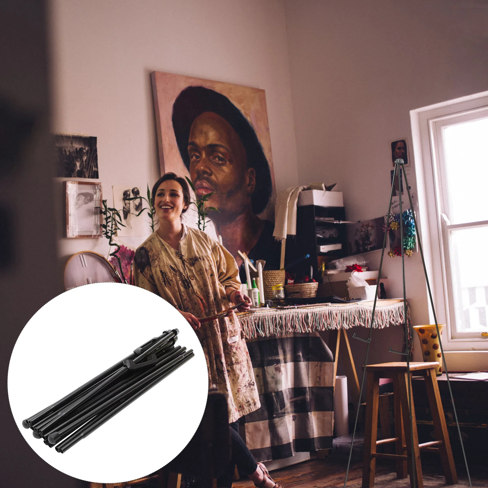 حامل ثلاثي القوائم قابل للطي بارتفاع قابل للتعديل مصنوع من خليط معدني حامل لوحة رسم محمول رف عرض فني للفصول الدراسية في الهواء الطلق رسم #2