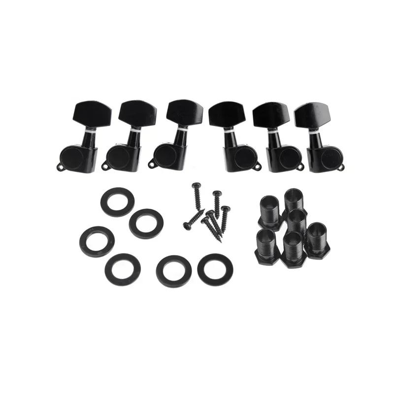 6pcsset Zinc Alloy Black Sealed Tuning Pegs Tuner Machine Head 3R 3L ElectricAcoustic Guitar Parts