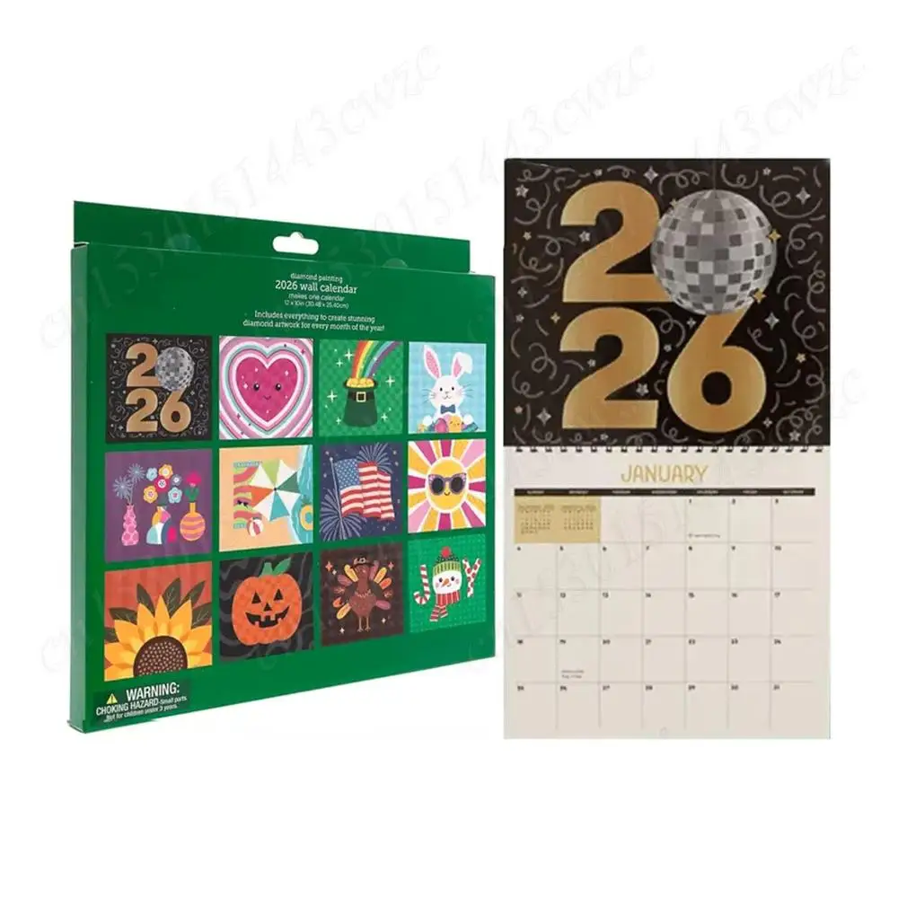 

2026 Diamond Painting Wall Calendar with Applicator Pen 12-Month Handmade Diamond Painting Kit for Home Office DIY Decorations