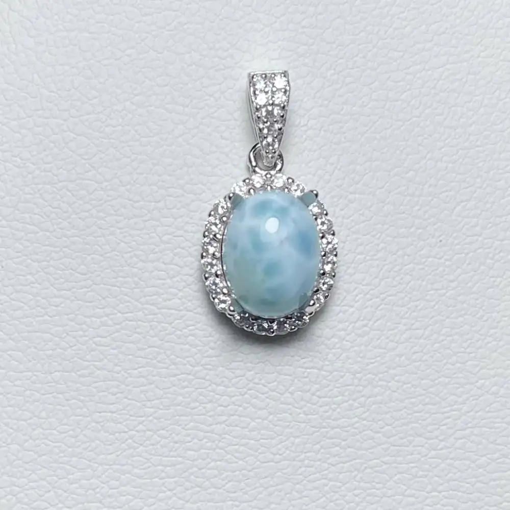 925 sterling silver AKAC natural  dominica larimar pendant stone size approx 7*9mm