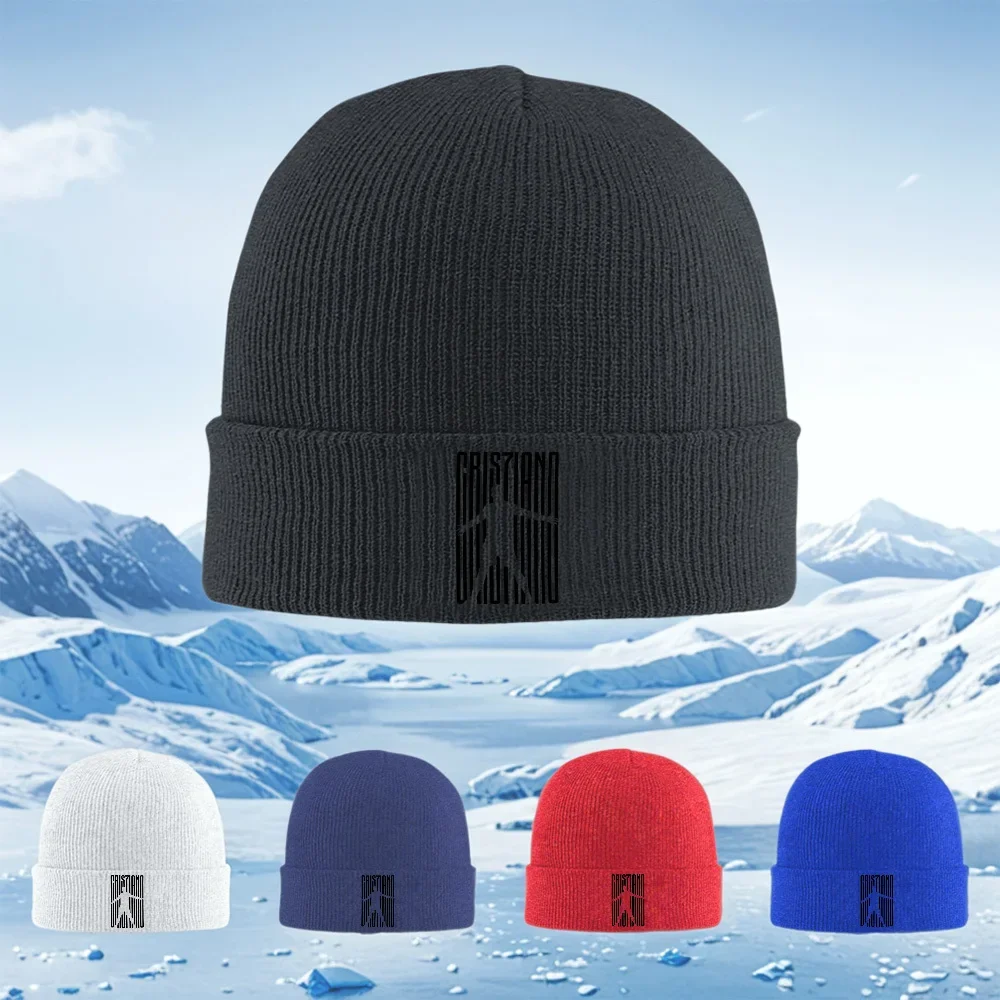 2026 White dots tiny lines abstract Men Women Unisex Knitted Hat Beanie Pullover Cap Winter Thermal Warm Christmas Outdoor Cycli