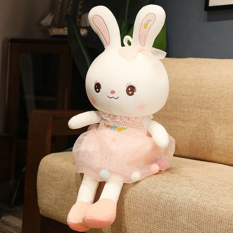 Jouet en peluche lapin jupe mignonne, poupée lapin coloré apaisant, petit lapin blanc, poupée en chiffon, cadeau d'anniversaire pour enfants