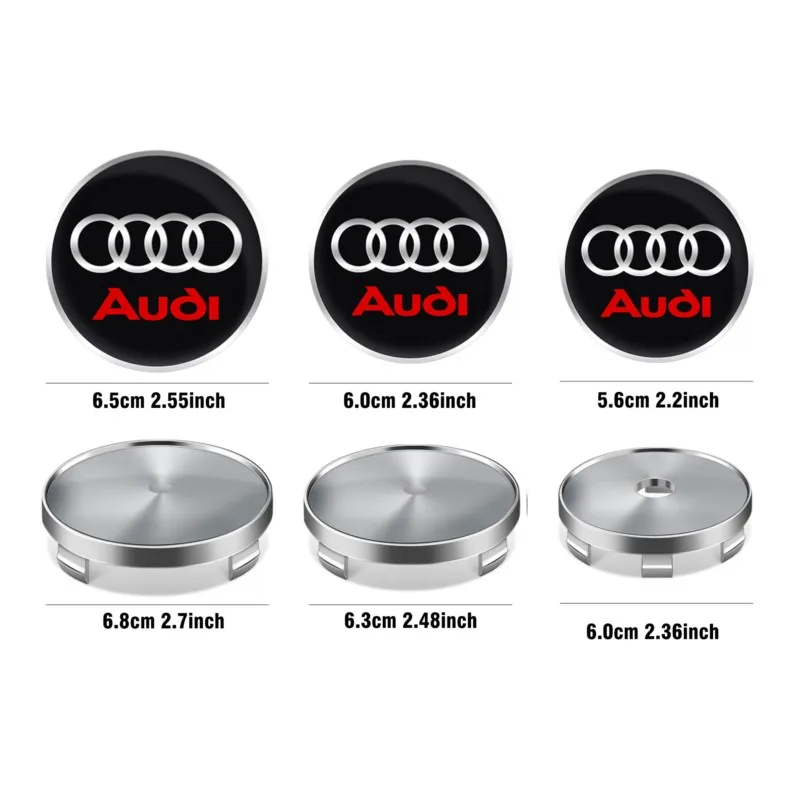 4PCS 60/63/68mm Car Styling Wheel Center Cap Hub Cover Badge For AUDI S RS A3 A4 B8 8P 8V A6 A5 Q5 B7 B6 B9 Q7 A1 A7 Accessories