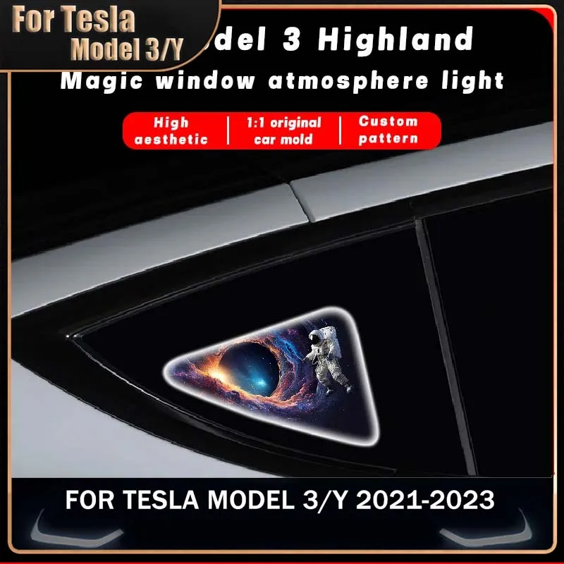 Car Rear Window Triangle Light For Tesla Model 3 Model Y 2019 2020 2021 2022 2023 Metal Trim Personalised Accessories