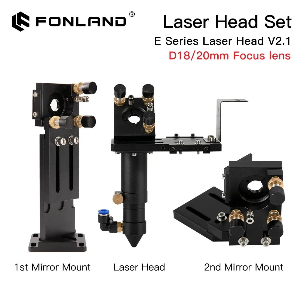 Fonland CO2 E Series Laser Head Set with Lens D20mm FL 50.8mm  63.5mm 101.6mm Mirror 25mm for Laser Engraving Cutting Machine