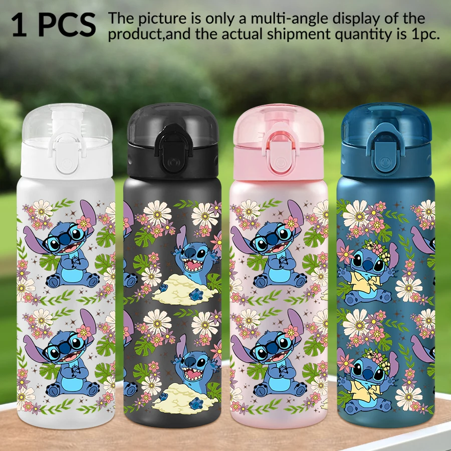 

1 шт., пластиковая бутылка для воды Disney Stitch с цветочным узором, 26 унций, спортивная чашка для воды на открытом воздухе, подарок на день рождения/повернення домой