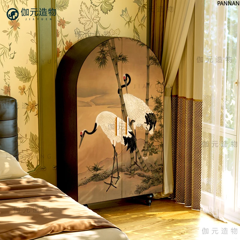 

Song Dynasty aesthetic crane solid wood wardrobe bedroom bedside locker