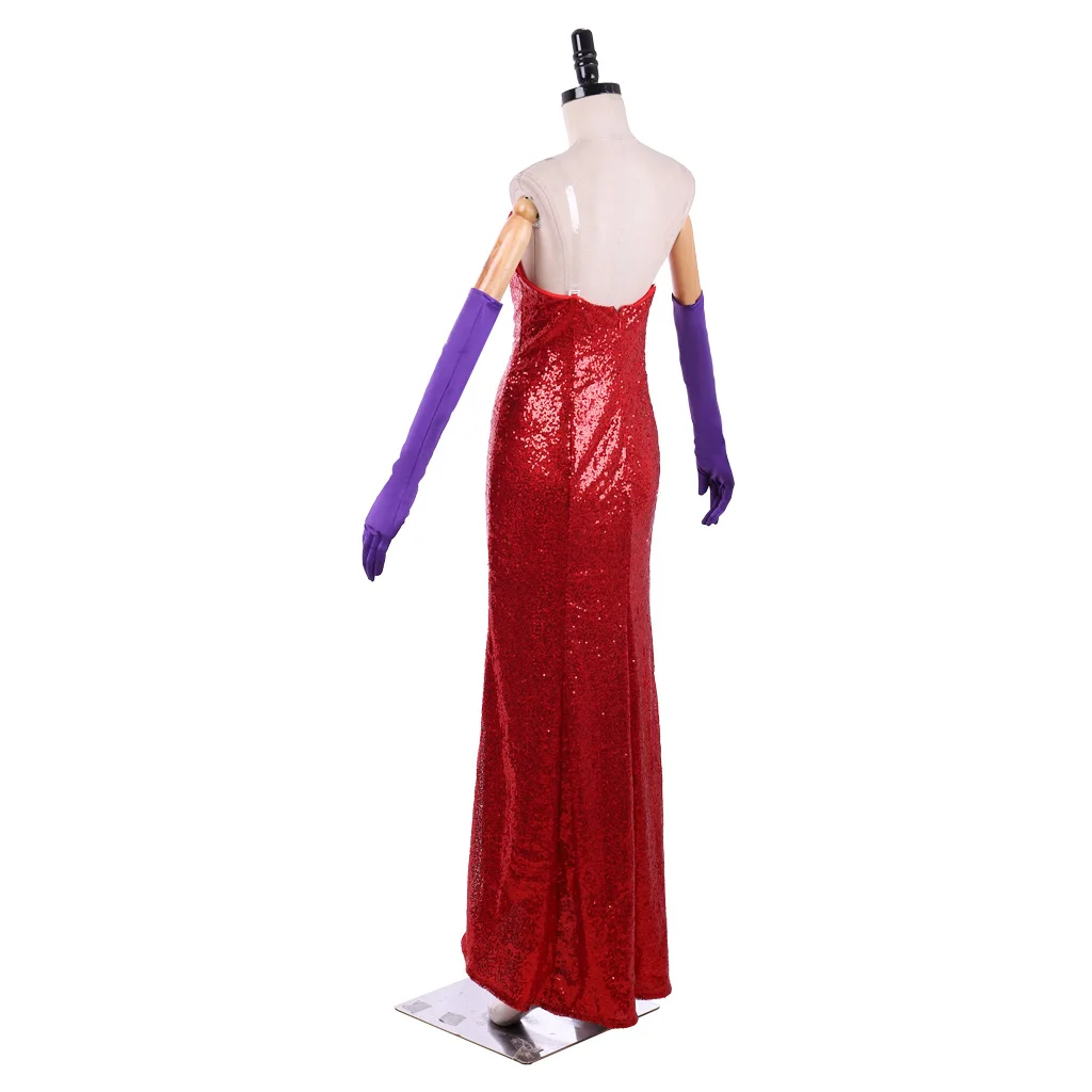 Disfraz de Cosplay de Roger Rabbit Jessica, vestido rojo Sexy para mujer con sombrero, uniforme Sexy de fiesta, vestido de escenario Cos de Halloween