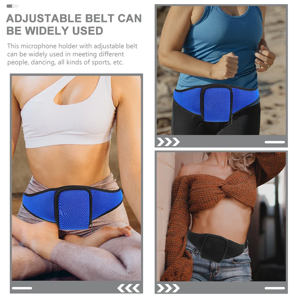 

2Pcs Fitness Waist Pocket Mic Belt Neoprene Adjustable Microphone Holder Pouch Workout Running Sports Mic Waist Bag