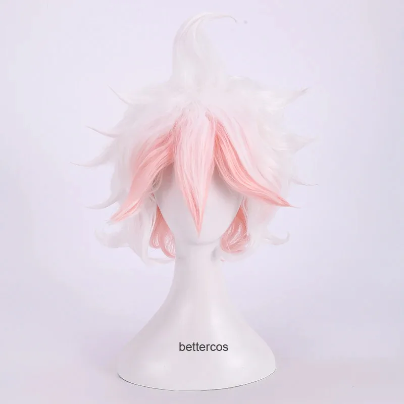 

Danganronpa Dangan Ronpa Nagito Komaeda Cosplay Short Gradient White Pink Curly Heat Resistant Synthetic Hair c;3.k'6;d.a;