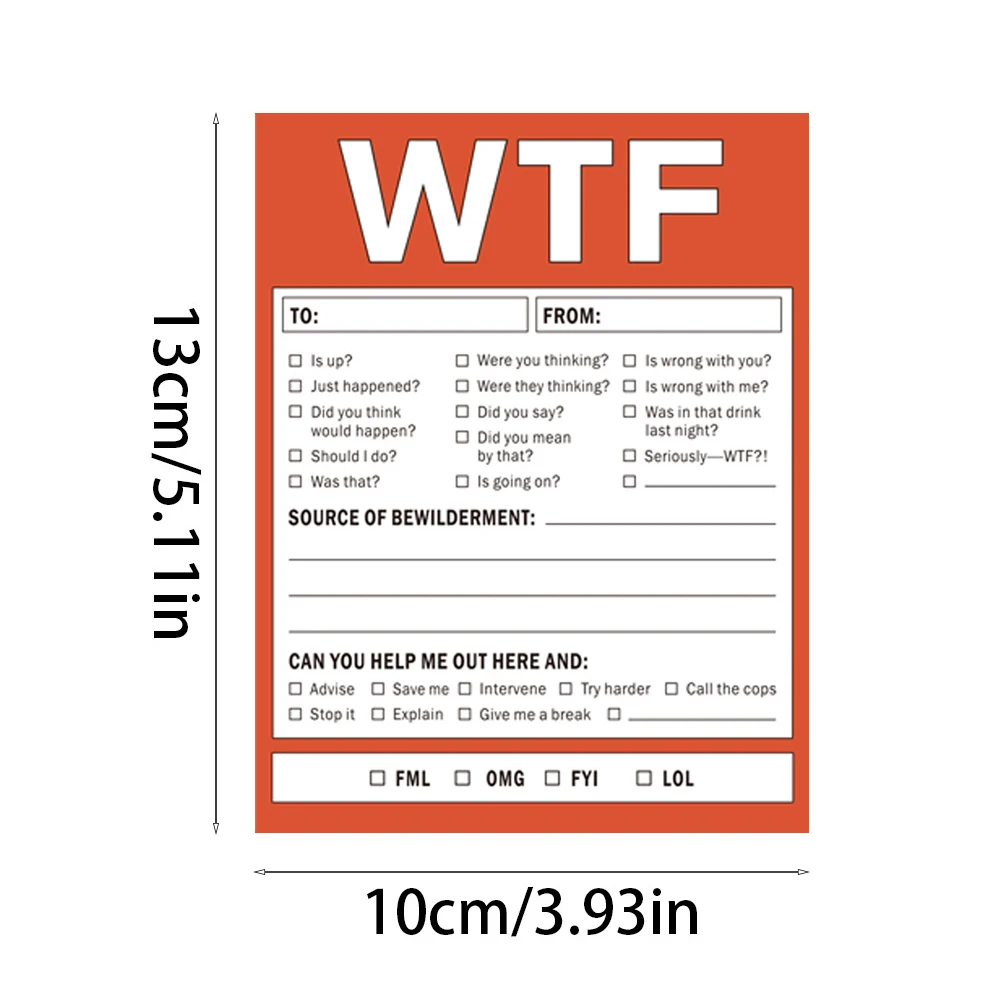 1 Pcs Wtf Work Notebook Praise Emotions and Checklist Notes 50 pages Interesting Notes Daily Plan To Do List Notebook Humorous