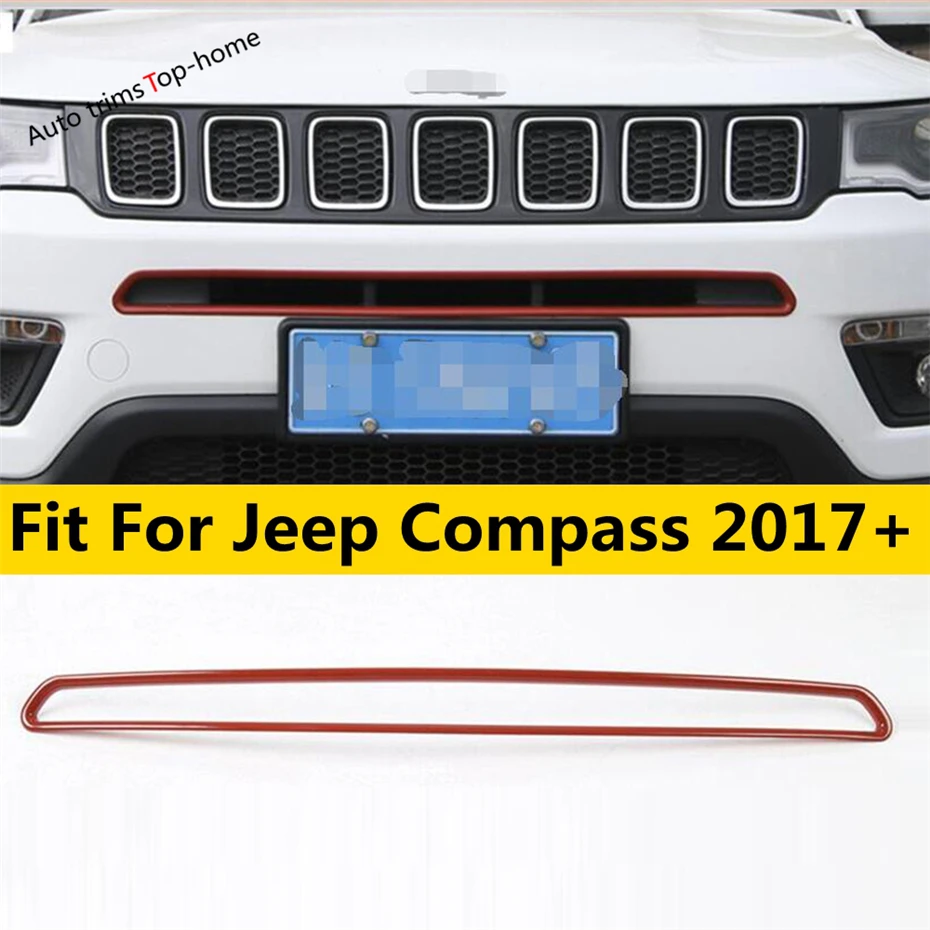 

ABS Front Below Grille Grill Air Condition Outlet Decoration Cover Trim For Jeep Compass 2017 - 2021 Red / Chrome Accessories