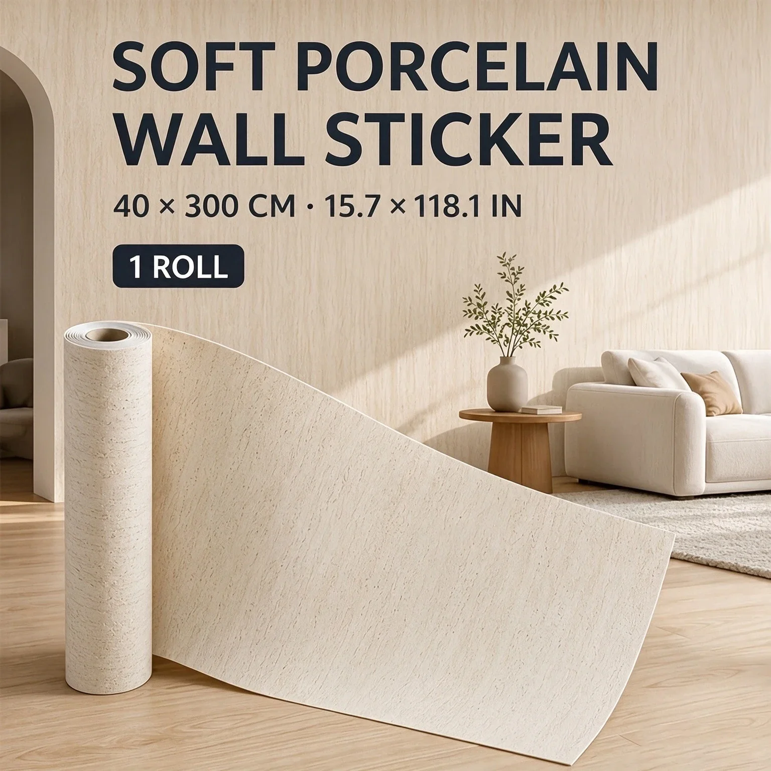 1 Roll Of Flexible Stone Wall Paneling/Sticker Travertine Texture Peel And Stick Perfect For Wall Makeovers And Upgrades.