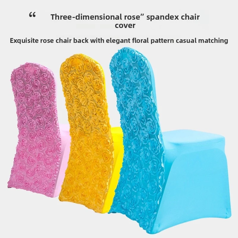 Directly supplied by the manufacturer, wedding rose flower chair covers, solid color universal elastic one-piece chair covers,