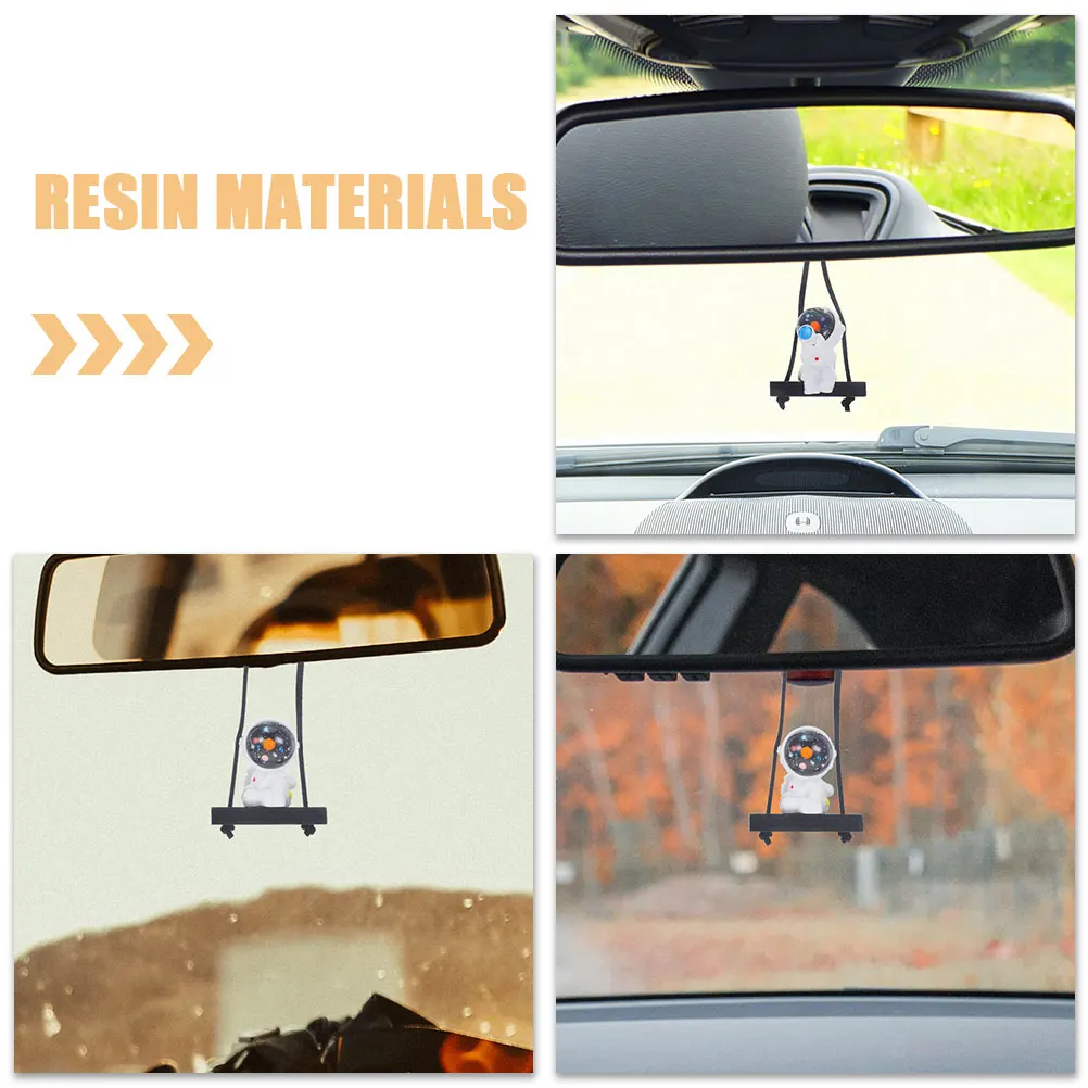 

2 Pcs Car Astronaut Jewelry Decor Rearview Mirror Pendant Charms Decoration Interior Mother