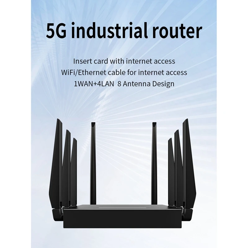 Enrutador Wifi de grado Industrial 5G, 1200Mbps, 5G, CPE, desmontable, 8 antenas, módem de desbloqueo, red de banda ancha portátil, WAN, enchufe duradero de la UE