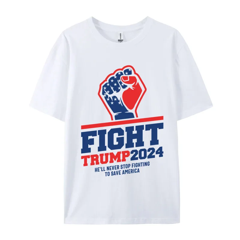 Novelty Clothing Trump 2024 Fight T-shirts Save America Tops Tees For Men Funny Graphic T-shirts Oversized