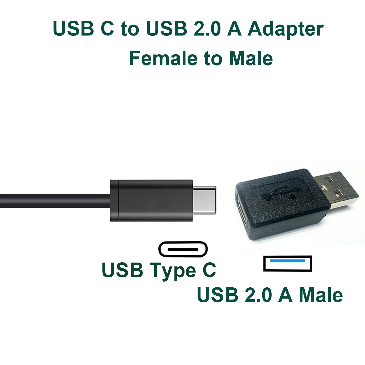 1pc USB 3.1 Type C Female Jack To USB 2.0 A Male Plug Data Sync Power Charger Charging Connector Adapter Converter