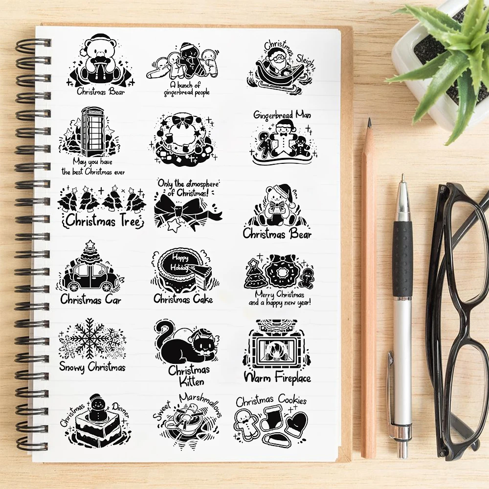 50/100 قطعة الحبر مصبوغ عيد الميلاد الكتابة على الجدران ملصقات عيد ميلاد سعيد محمول الأمتعة الهاتف دراجة الكتابة على الجدران البلاستيكية ملصق مضاد للمياه