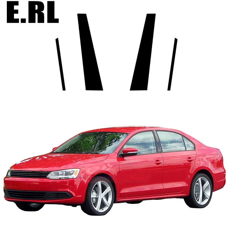 

4PCS For Volkswagen Jetta 2011-2017 2018 Glossy Black Pillar Post Car Door Center Middle B C Sticker Trim Window Column Cover