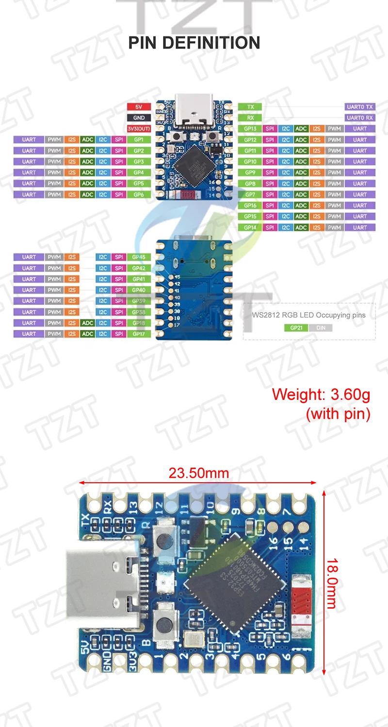 ESP32-C3-Zero ESP32-S3-Zero ESP32-C6 ESP32-H2 ESP32 SuperMini WiFi + Bluetooth ESP32 Entwicklungsboard ESP32 C3 S3 Erweiterungsplatine – Detail 6
