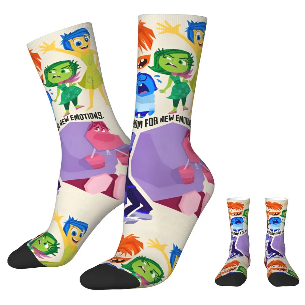 Fashion Inside Out Emotions Group Basketball Socks Cartoon Anime Polyester Long Socks for Women Men