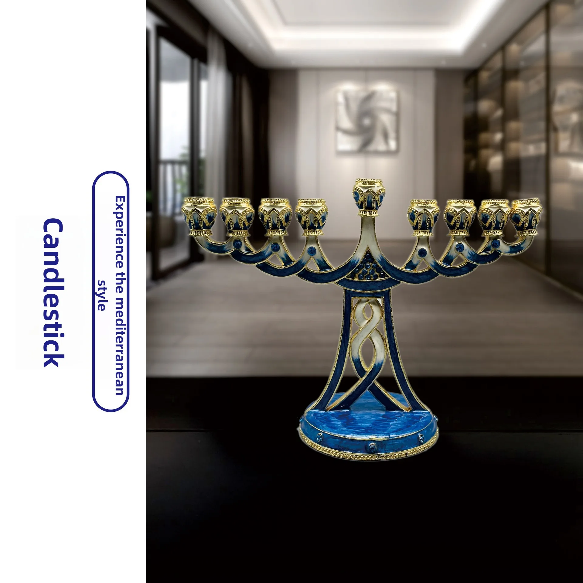 Metal candle holder Christmas enamel color creative nine-headed vintage ornament decoration decoration home wedding candleholder