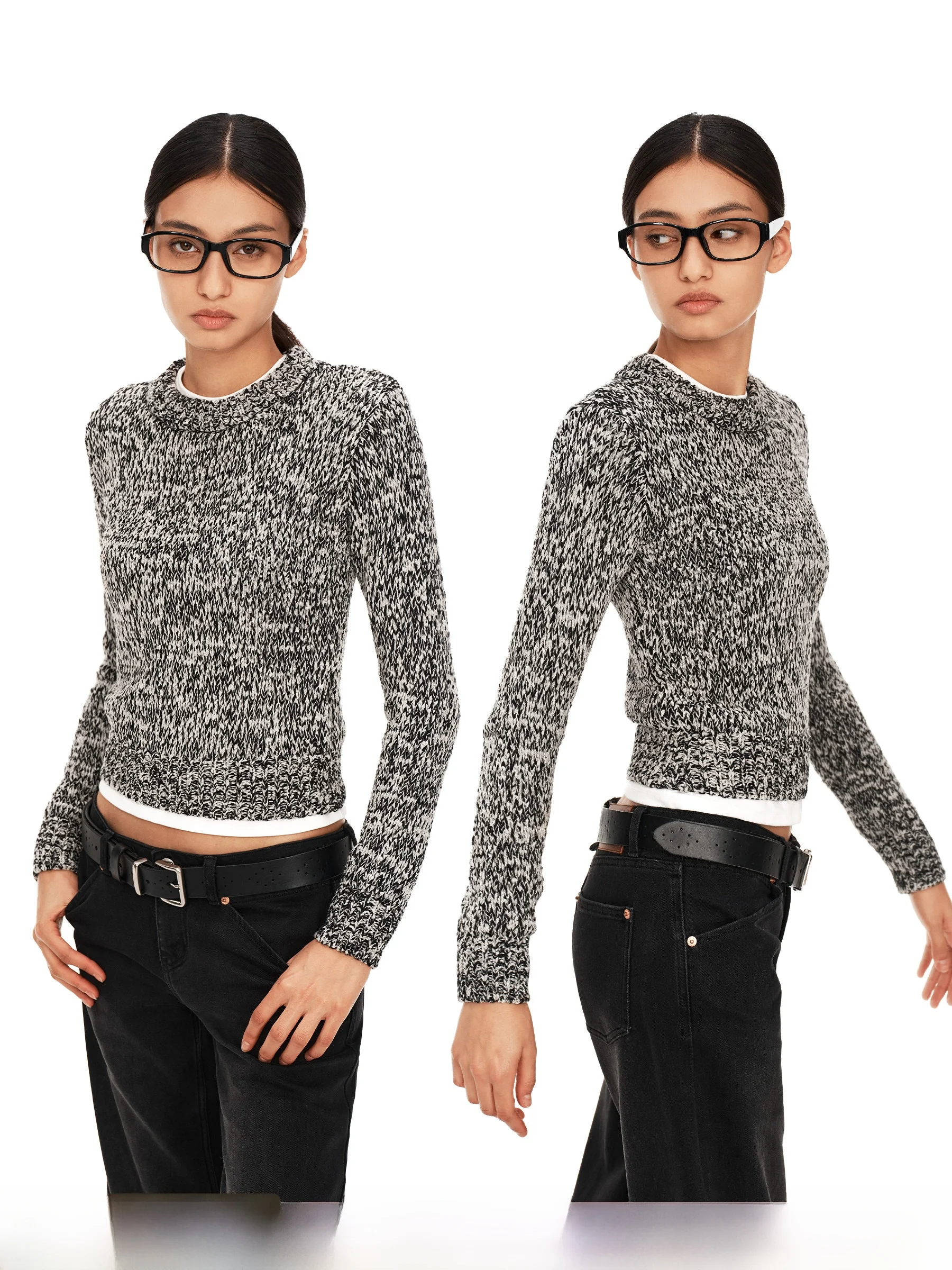 

Puki Special Double Color Floral Knit ort Sweater Retro Thi Needle Knitted round Ne Casual Sle Women's Faion Winter...