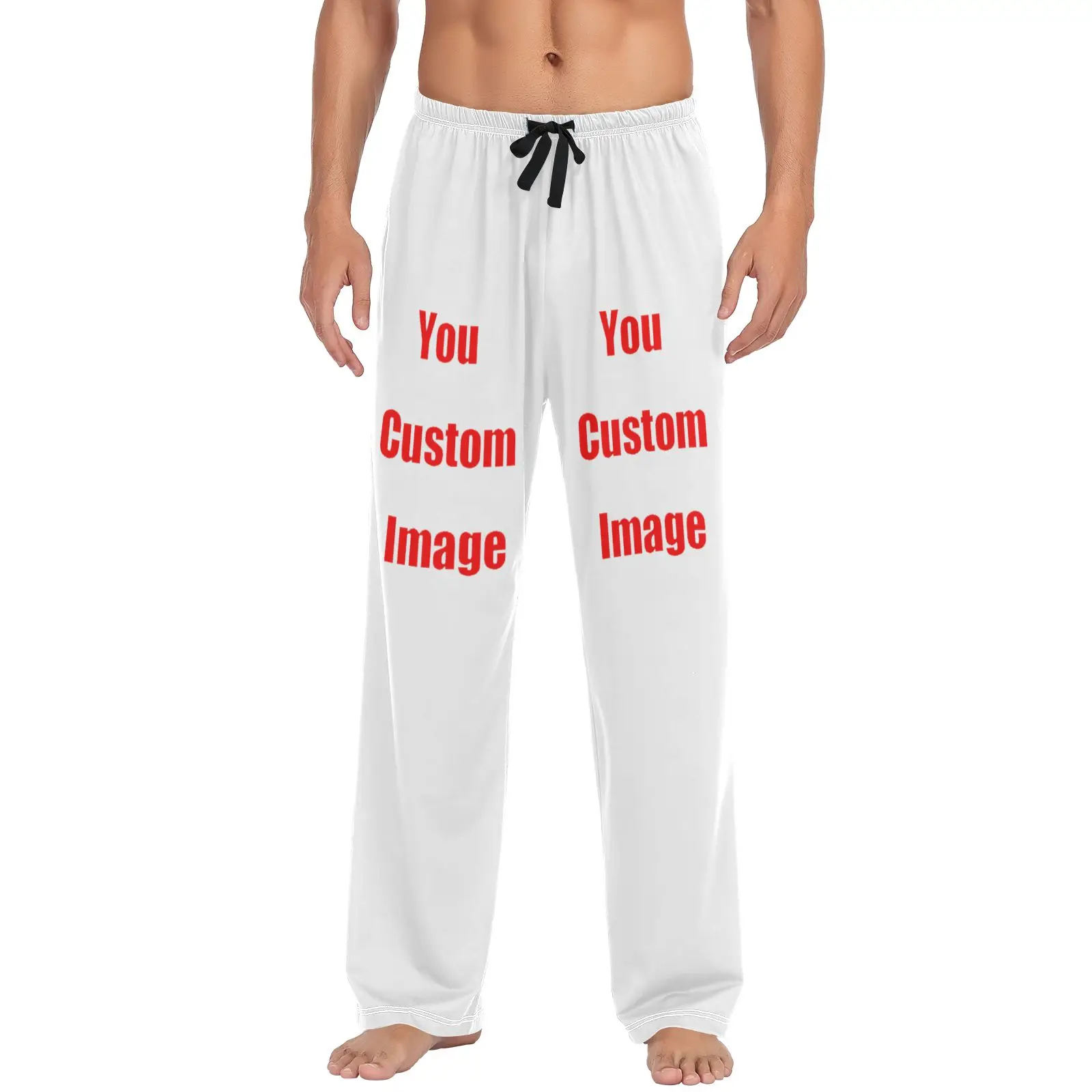 Loose Men\'s Pajama Pants Man Custom Image Design Home Sleepwear Spring Autumn Trousers For Men Pijama Elastic Long Pants pyjama