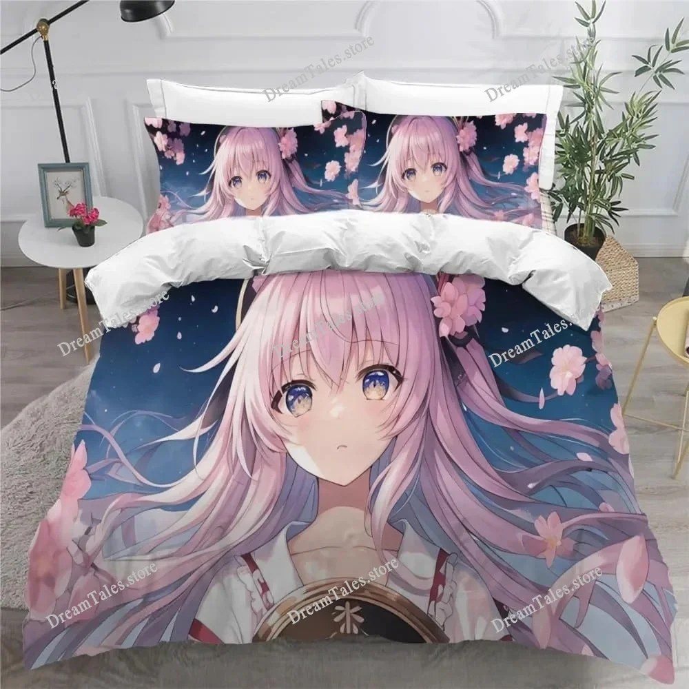 Anime Girl Bedding Set, Japanese Manga Duvet Cover, Ultra-fine Fiber Duvet Cover, Adult and Children's Duvet Cover Pillowcase