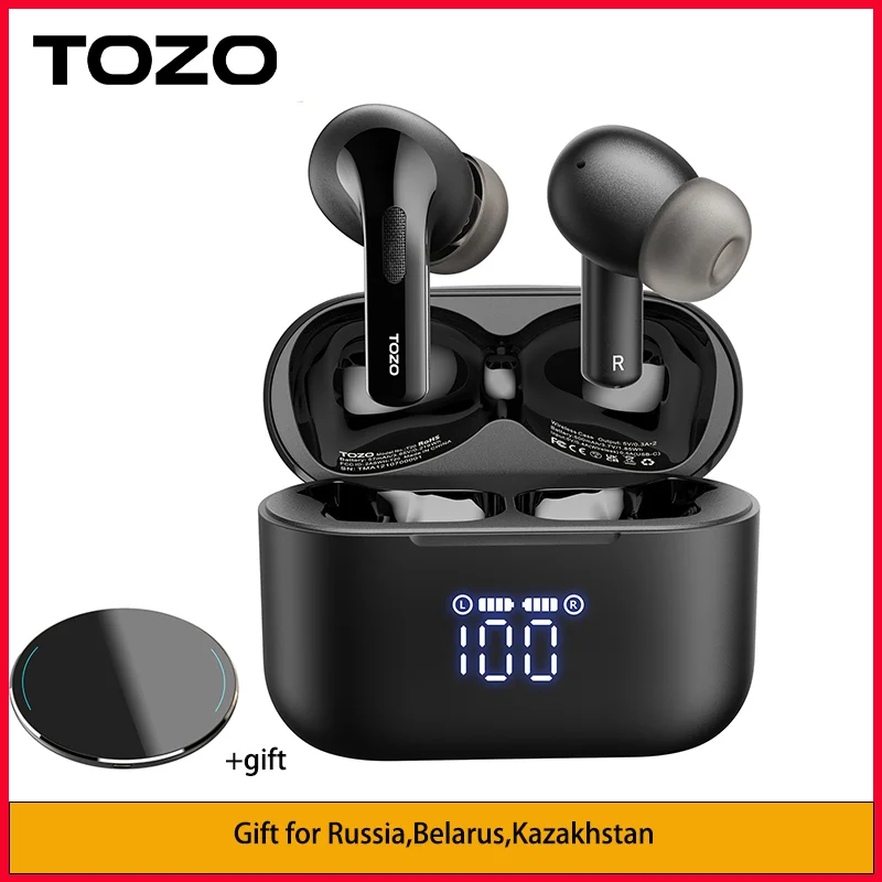 TOZO T20 True Wireless Earbuds Bluetooth Headphones 48.5 Hrs Playtime ENC with Dual Mic Call Noise Cancelling IPX8 Waterproof