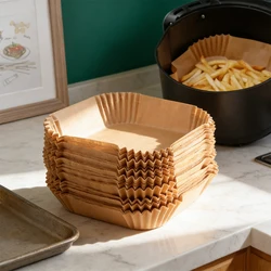 Air Fryer 50/100PCS Bakeware Disposable Paper Tray Non-Stick Mat Oil-proof Liner Non-Stick Mat for Kitchen Oven Baking Paper