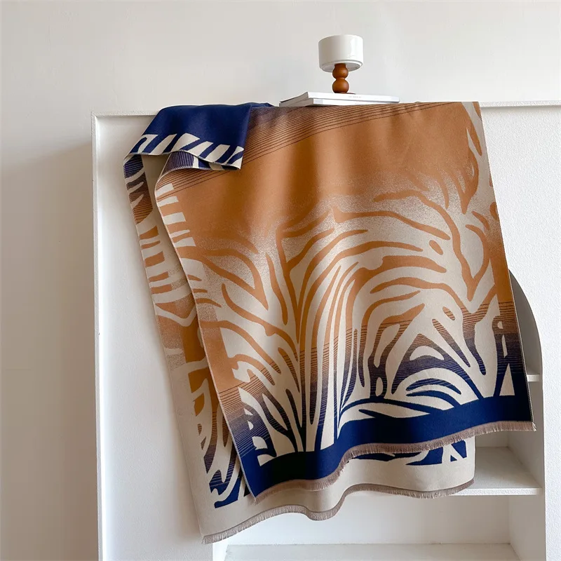 

Autumn and winter imitation cashmere graffiti wool scarf shawl zebra pattern long dual-purpose air conditioner shawl