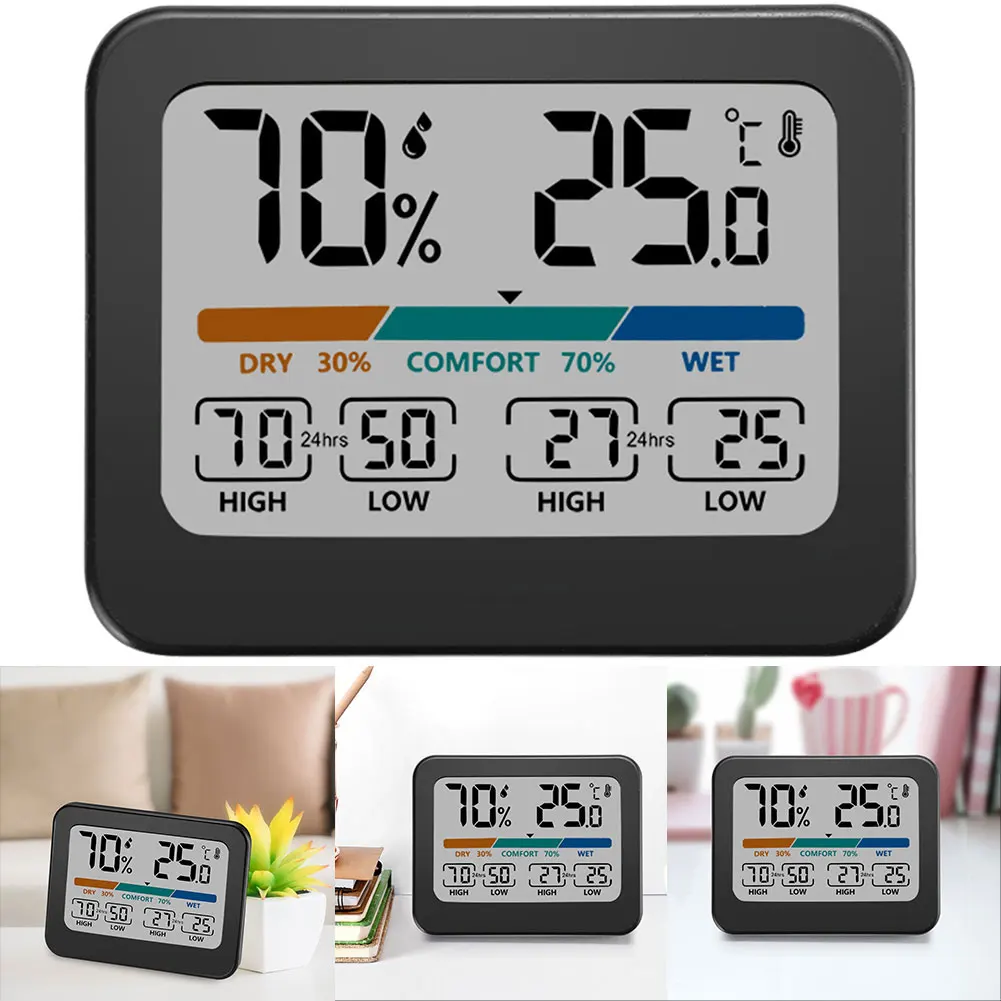 Digital Temperature Humidity Meter Color Large Screen Room Thermometer Comfort Indicator Max Min Records for Home Office Bedroom