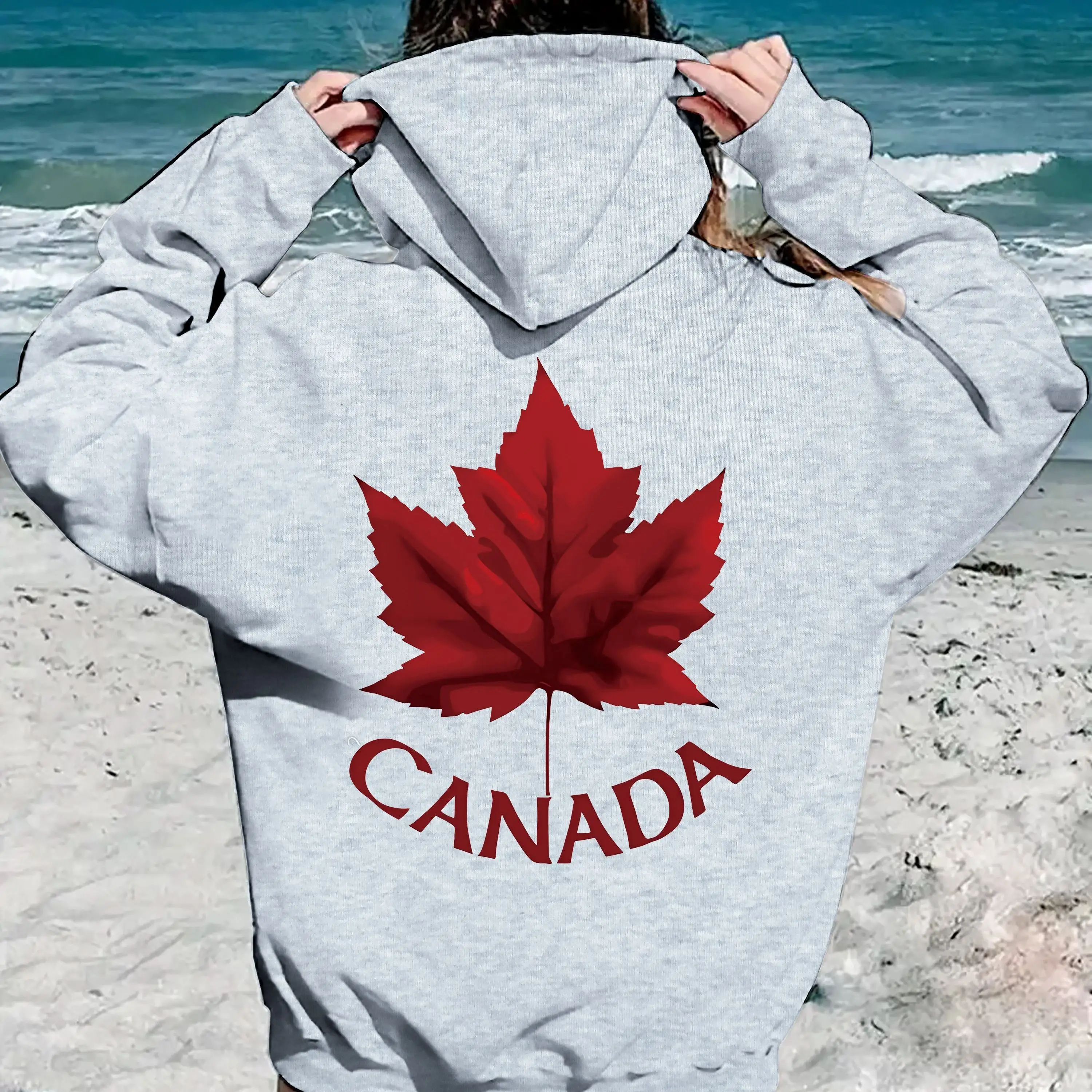 

Red Maple Leaf Graphic Printing Autumn and Winter Cotton Men's and Women's Hoodies Casual Outdoor Street Sports Training Brand