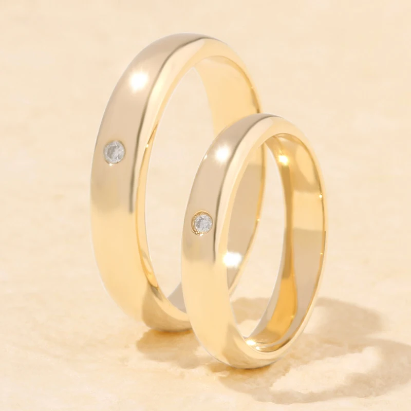 Anel de casamento personalizado gravável para casal, estilo real, 100%, 18K, 14K, 10K Gold Platinum, PT950, vintage
