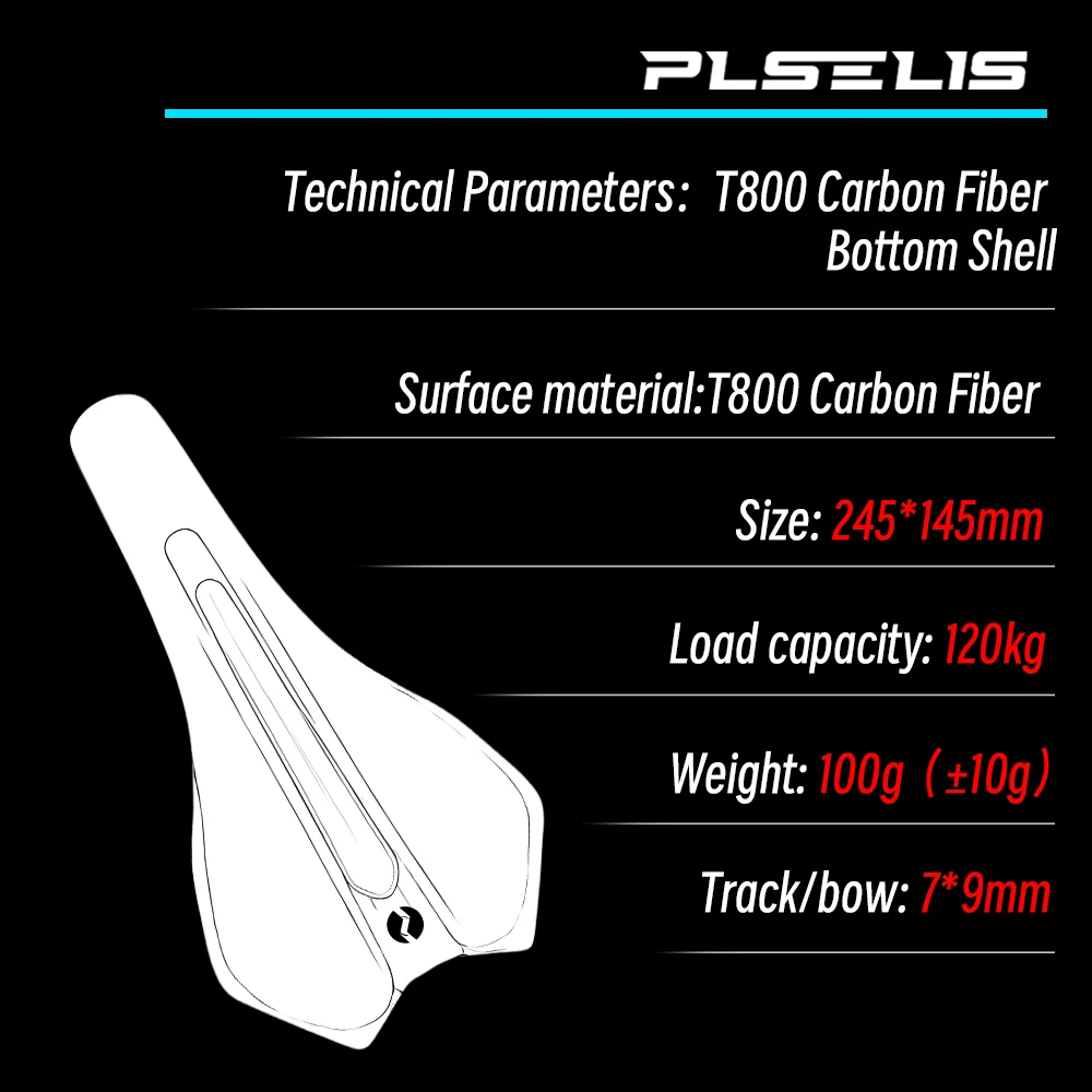Plselis Full Carbon Fiber Saddle Hollow Breathable Ergonomic Design Bicycle Saddle Lightweight at 100g  Comfortable Riding