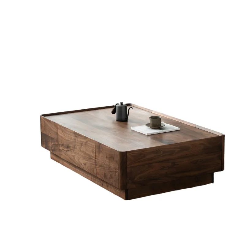 

North American black walnut solid wood coffee table TV cabinet combination Nordic living room log modern