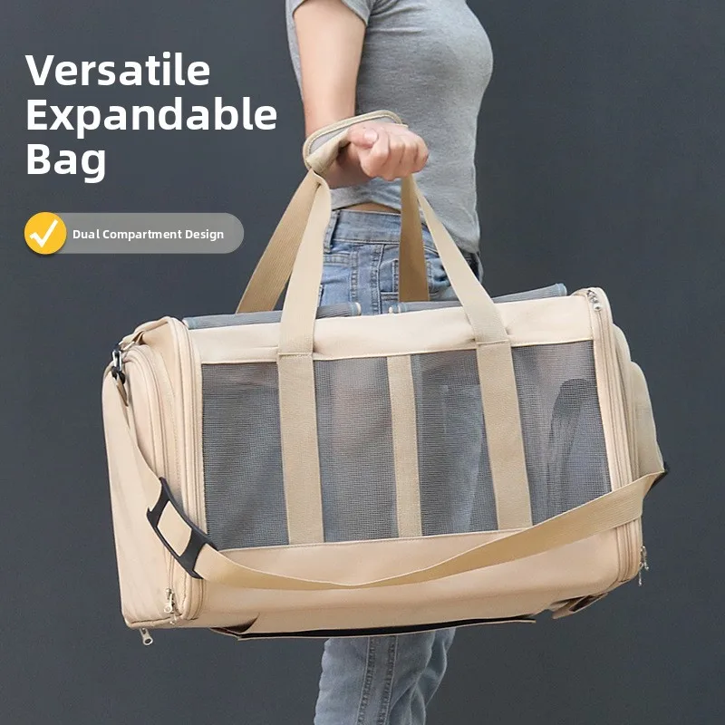 

Portable Expandable Bag Handbag Two s Separation Isolation Staable oulder Slant Cross Pet Bag for Outdoor Use