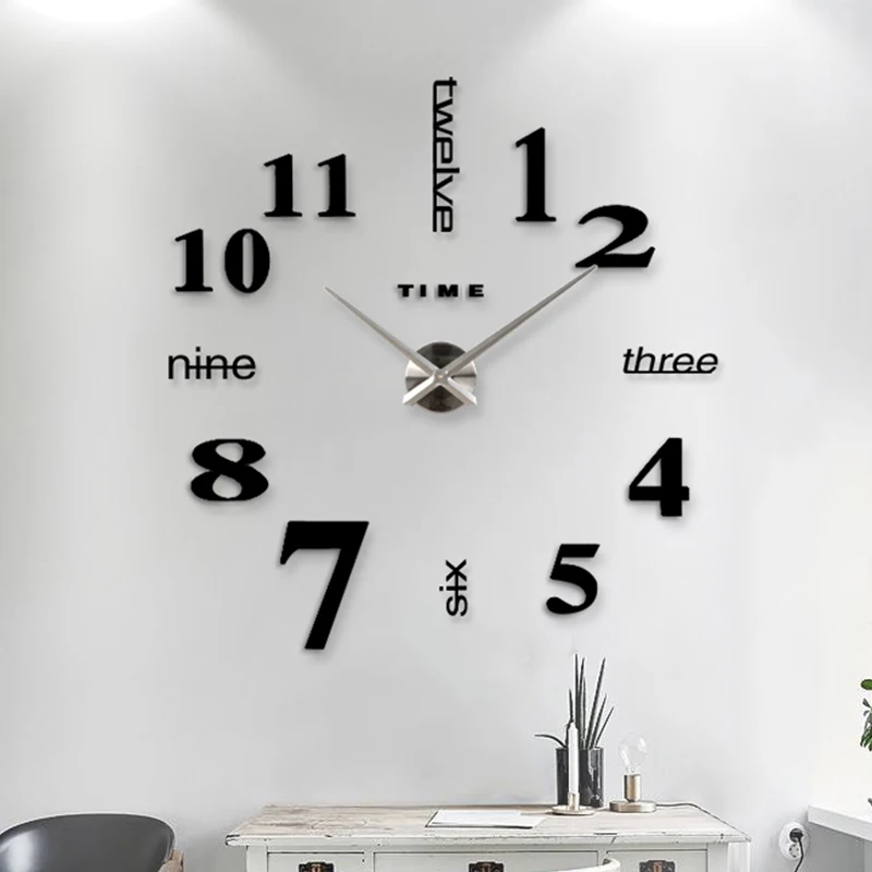 3D Roman Numeral Wall Clock Modern Design DIY Digital Wall Clocks Acrylic Mirror Watches Sticker for Home Living Room Decoration