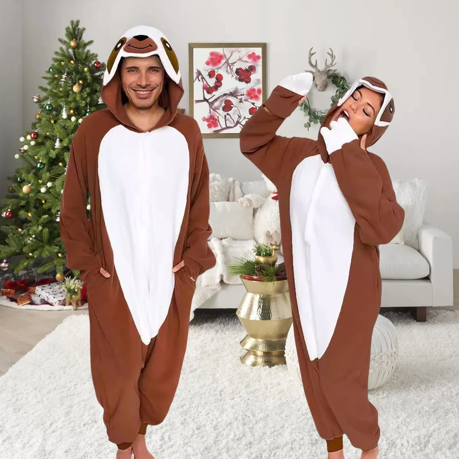 Couple Pajamas Party Jumpsuits for Women and men adult Cartoon Animal men pajamas onesie Men\'s winter pajamas Cosplay Costume