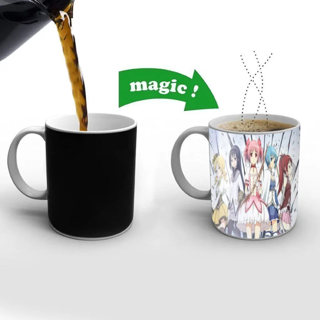 

Puella Magi Madoka Magica Manga Mugs Cup Changing Color Magic Mugs Heat Sensitive Tea Cup Coffee Mug Gift Mug Drop Shipping