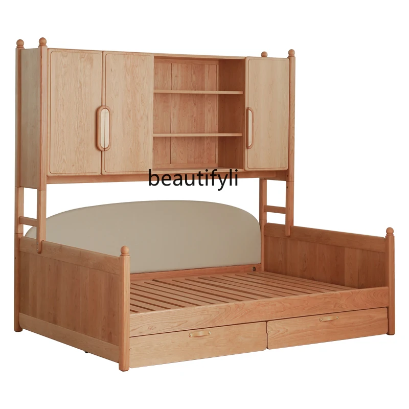 Storage Bed Boy's Bed Solid Wood Multi-Functional Bed Cabinet Integrated Combined Bed Soft Bag Guardrail Room