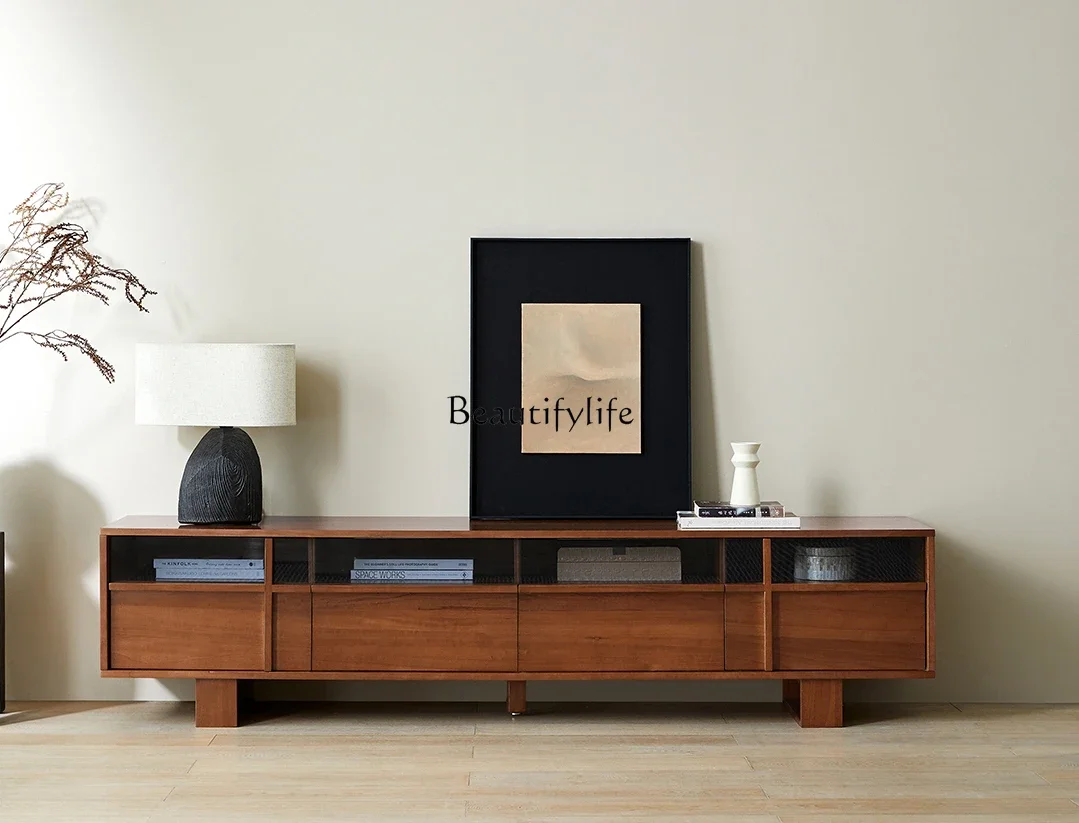 

FG28Retro Solid Wood TV Cabinet Household Silent Log TV Stand