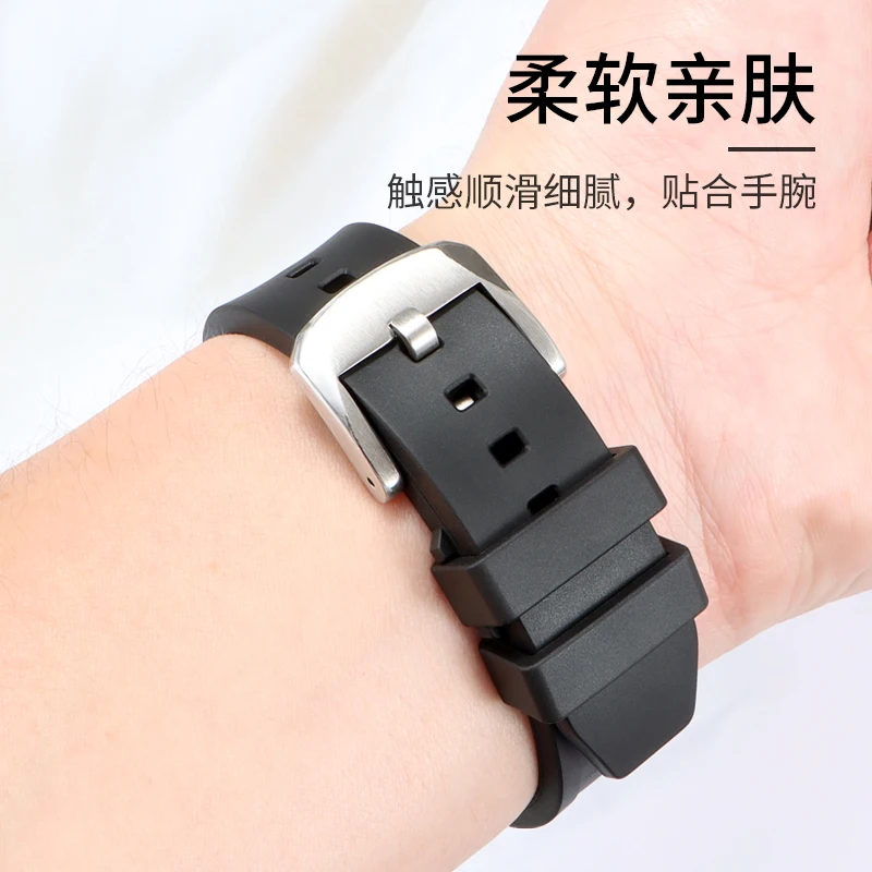 حزام ساعة Soft Fluoroelastomer FKM للرجال متوافق مع تيسو، IWC، هاميلتون، سيكو، مونت بلان، بانيراي 20 22 24 ملم