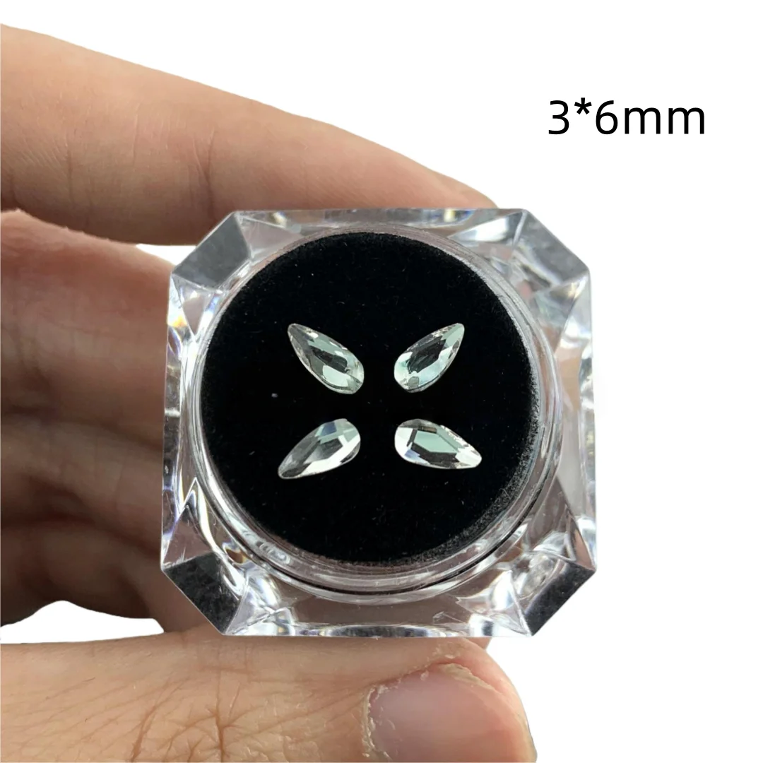 4 szt./pudełko Przezroczyste krople do dekoracji zębów DIY, szklane ozdoby, modny dodatek do uśmiechu na co dzień i na imprezy